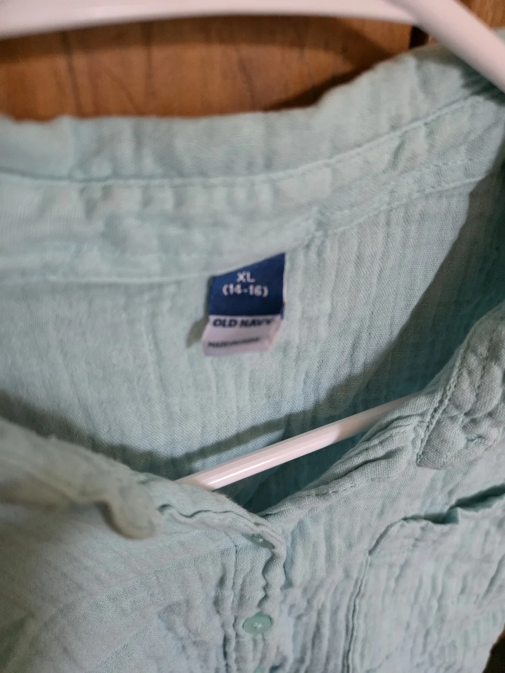 Old Navy Light Aqua Gauze Button-Front Crop Shirt